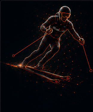 Alpine racer training on a groomed slope